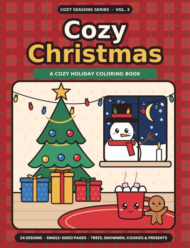 Cozy Christmas coloring book cover